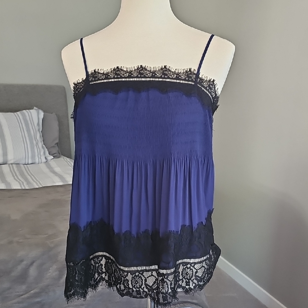 Express Blue Asymmetrical Pleated Camisole